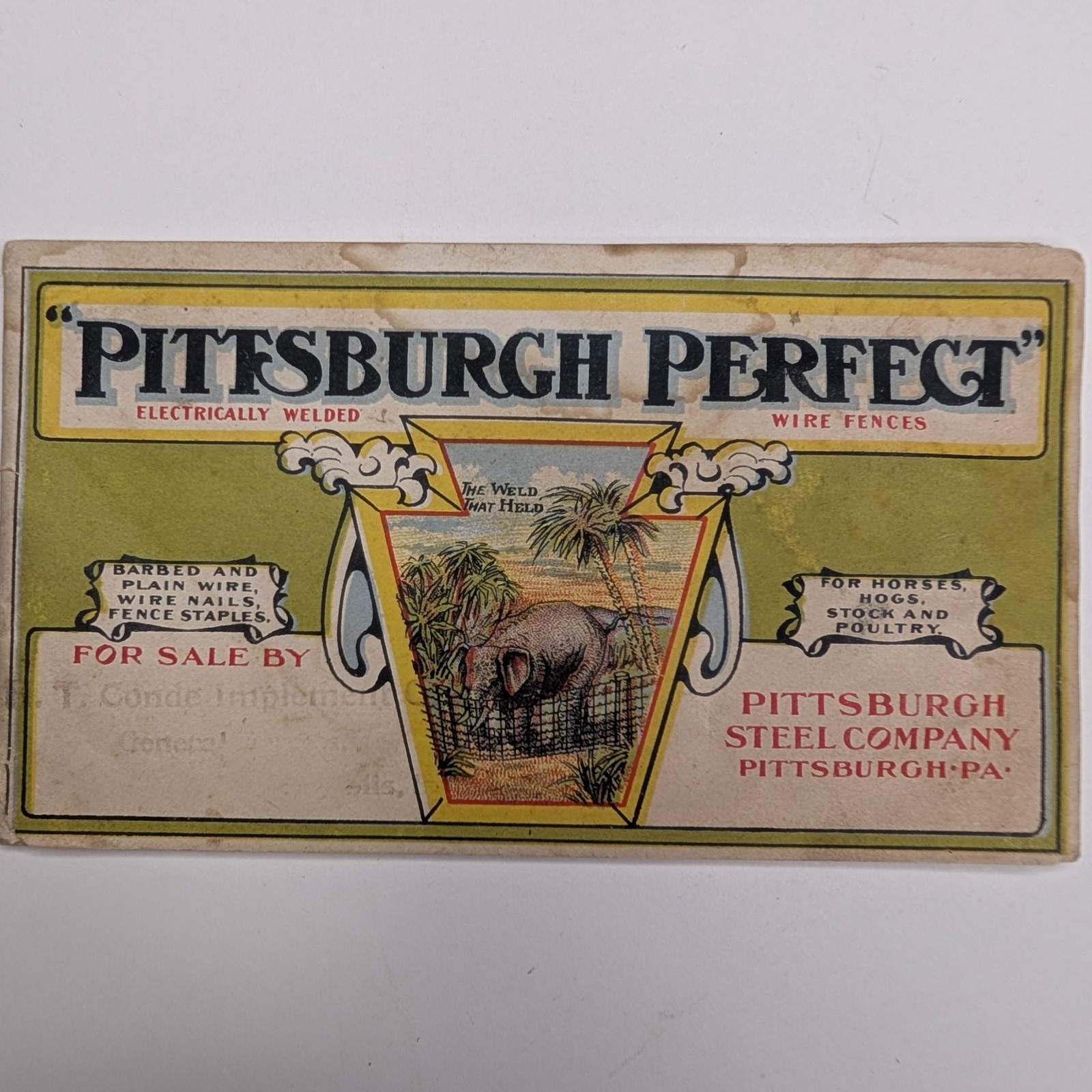 Vtg 1910s Pittsburgh Perfect Wire Fences Catalog Booklet Elephant Sherrard IL Vtg 1910s Pittsburgh Perfect Wire Fences Catalog Booklet Elephant Sherrard IL