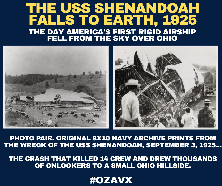 USS Shenandoah ZR-1 Airship Wreck Crash 1925 Original Navy Photos 8x10 Pair