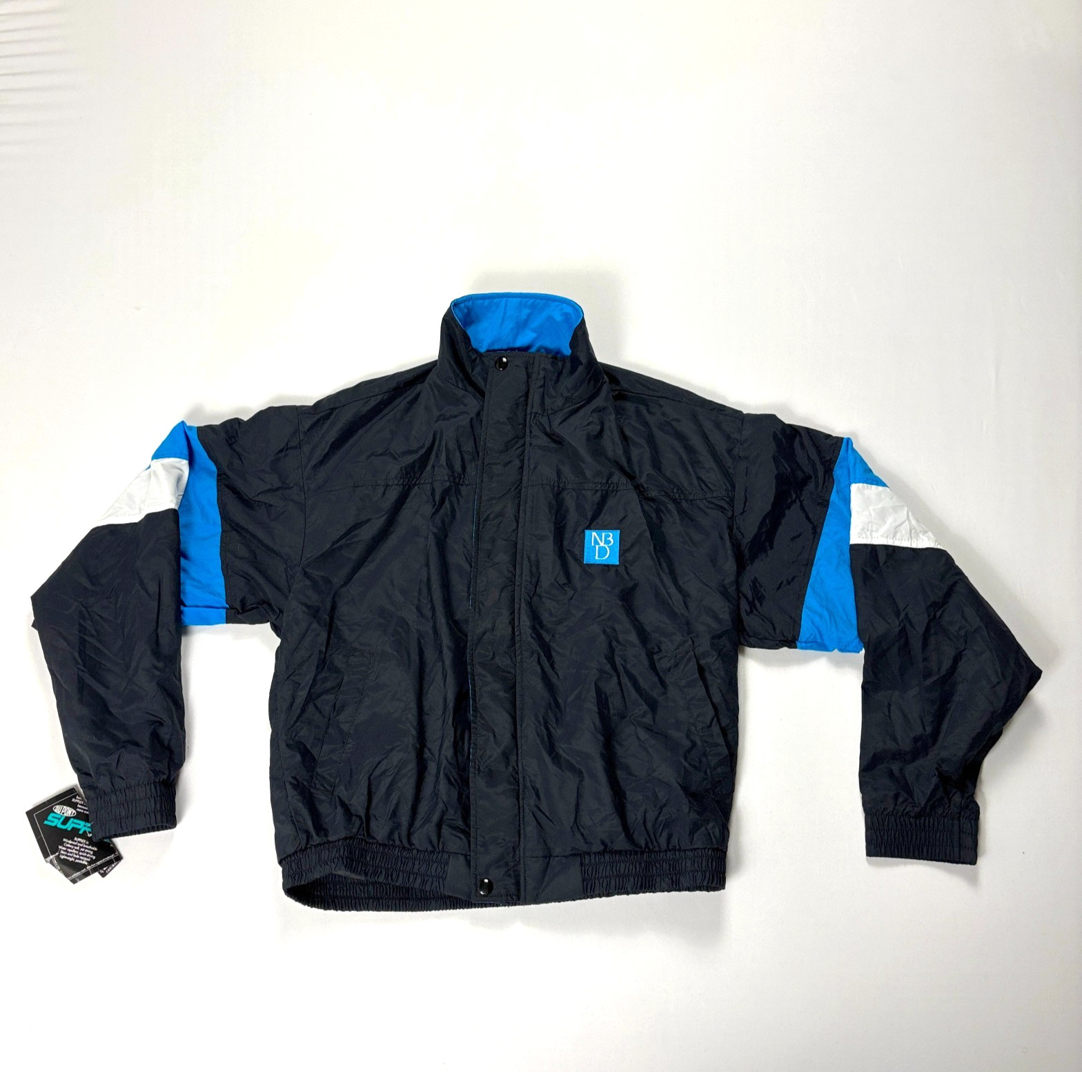 VTG National Bank Detroit Nylon Windbreaker Jacket Black S NWT Holloway USA New