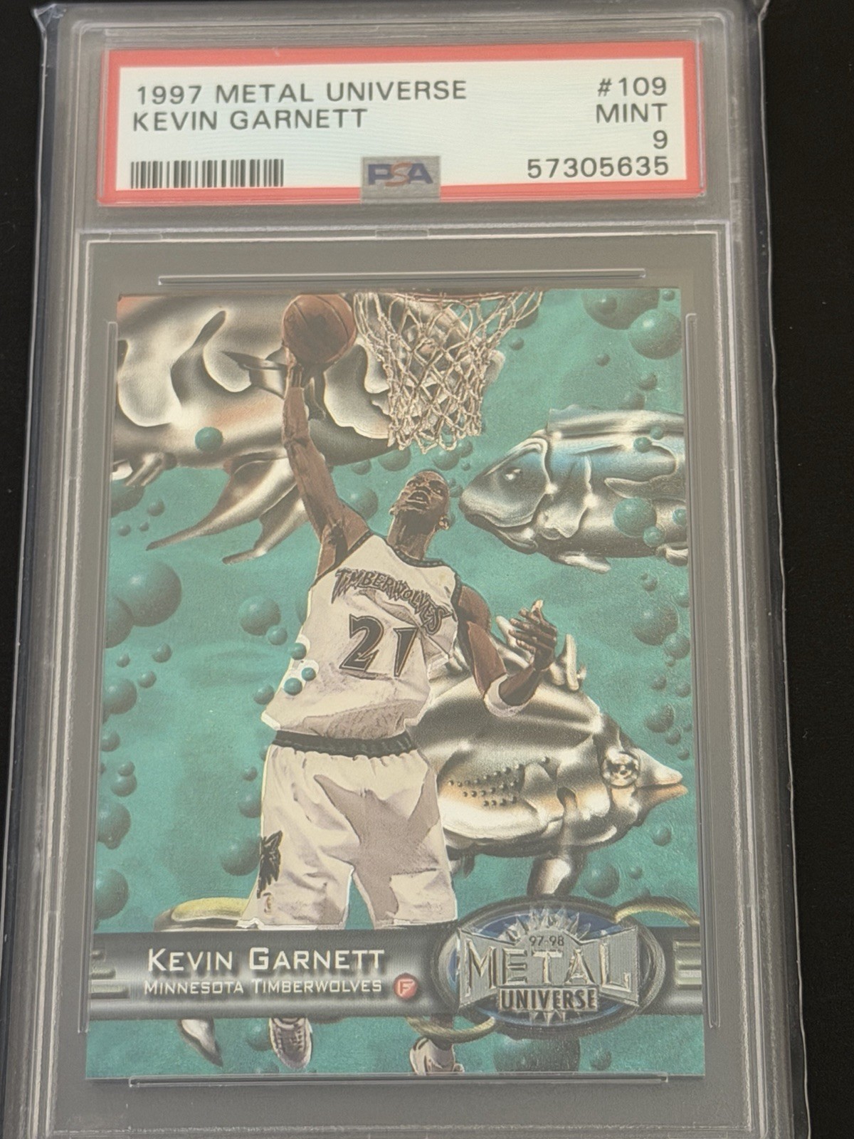 skybox 1997-98 metal universe kevin garnett #109 psa 9 timberwolves
