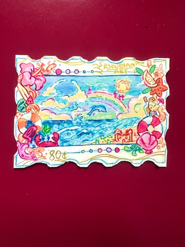 ACEO PRINT Landscape Summer Beach painting KSDurham Art miniature painting