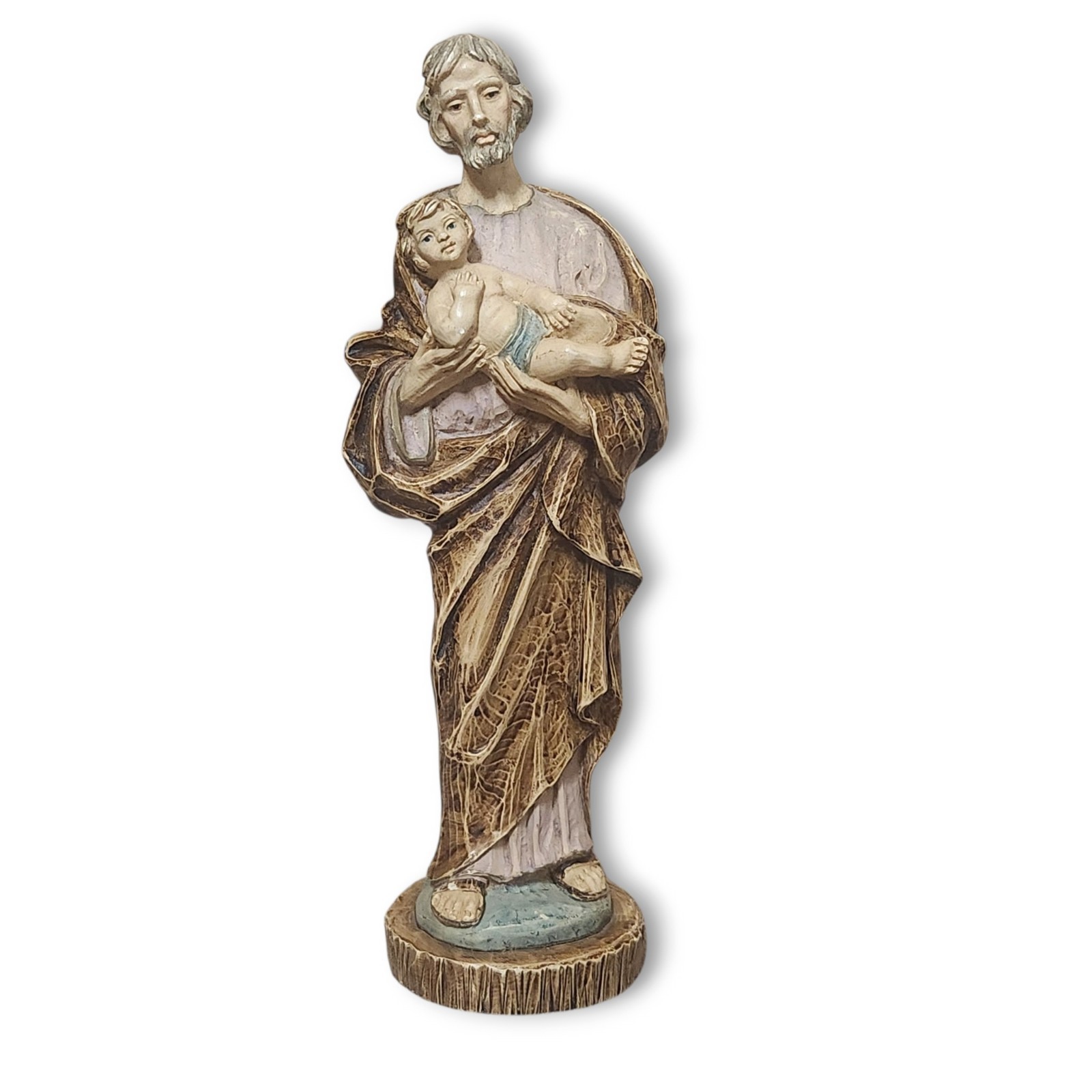 St Joseph Holding Baby Child Solid Wood Resin Statue 10 St Joseph Holding Baby Child Solid Wood Resin Statue 10