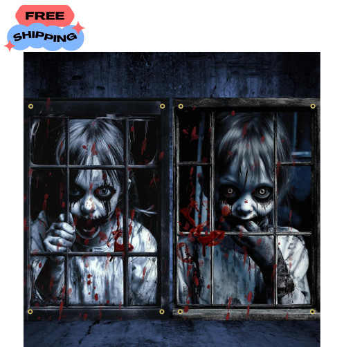 2 Pack Halloween Clown Decoration, Scary Peeper Window Prank, Spooky Halloween