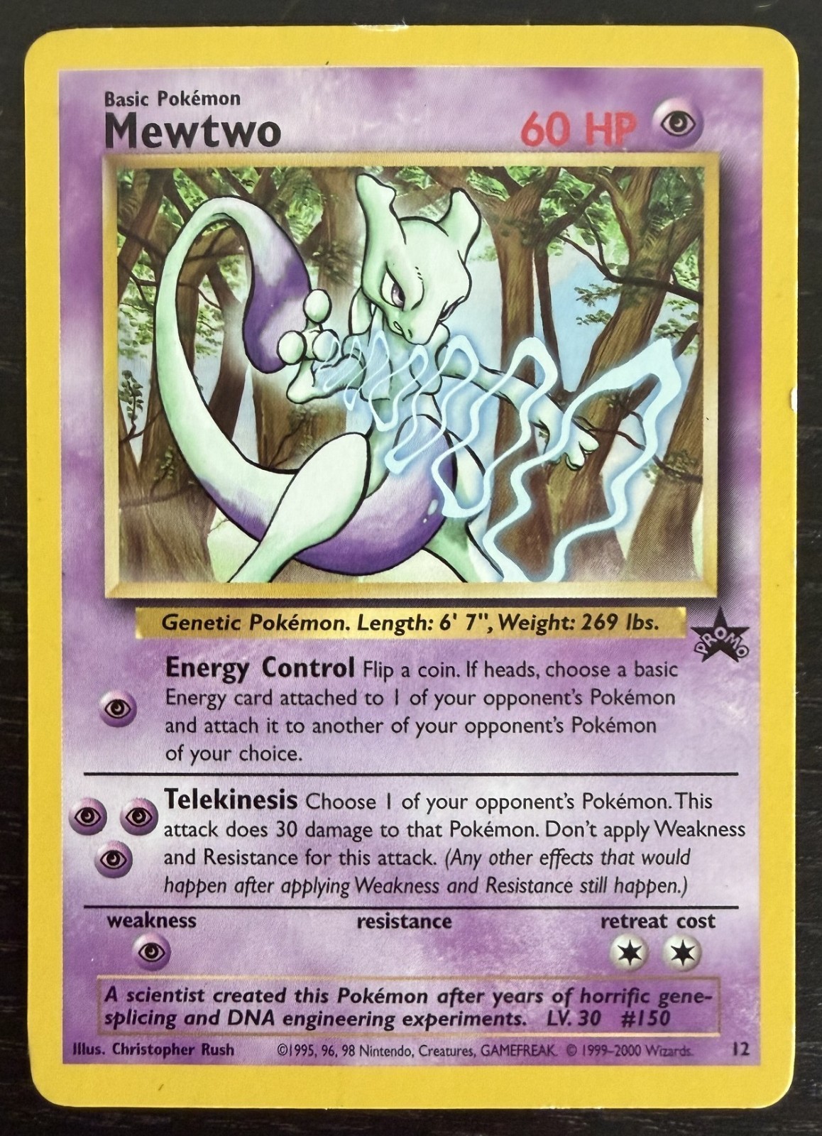 Pokémon TCG | Mewtwo #12 | WOTC Black Star Promo | LP Pokémon TCG | Mewtwo #12 | WOTC Black Star Promo | LP