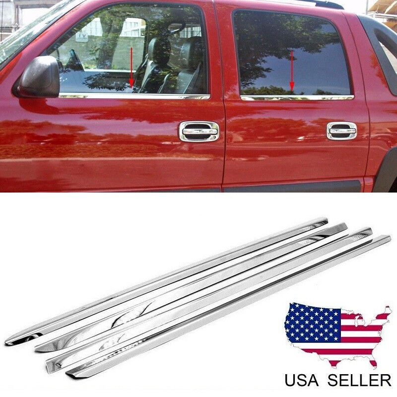 For 1999-2006 Chevy Silverado / GMC Sierra Crew Cab Stainless Window Sill Trims
