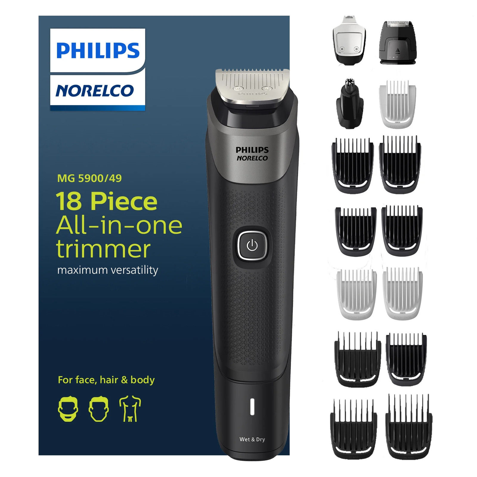 Free Shipping Philips Norelco Multigroom 5000, 18-Piece All-in-One Trimmer for
