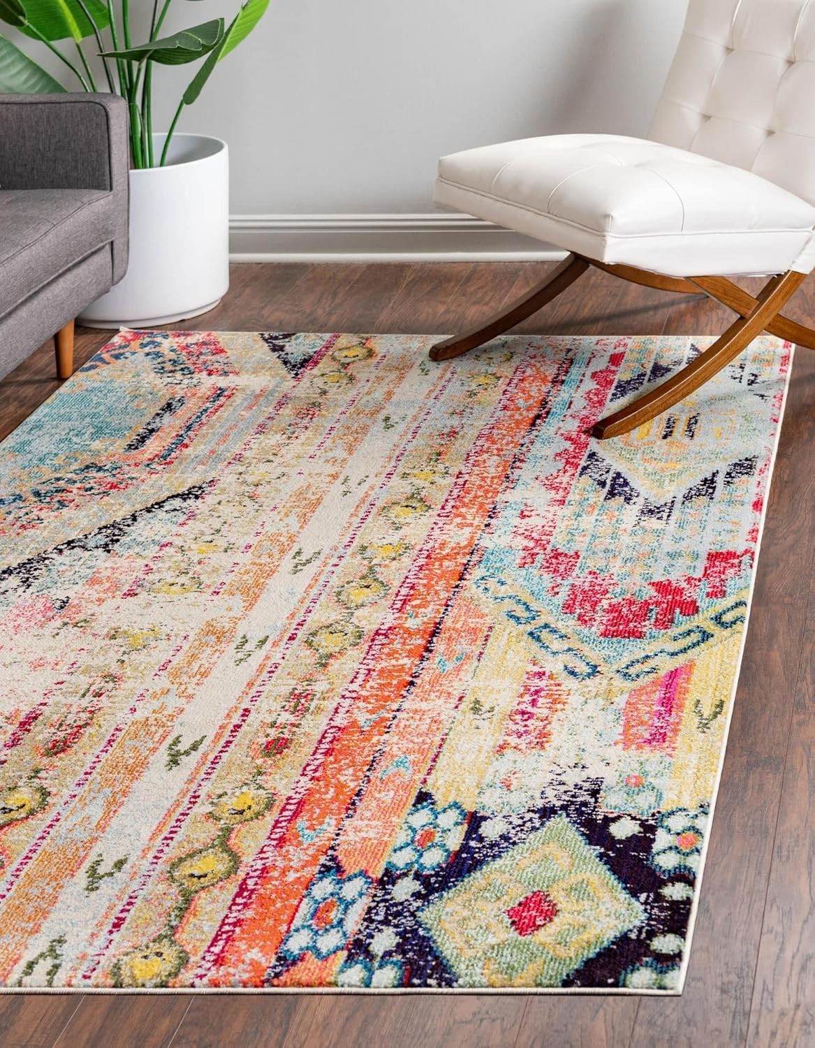 Neatiip Boho Area Rug 5x7 Floral Geometric Tribal Living Room Bedroom Rug