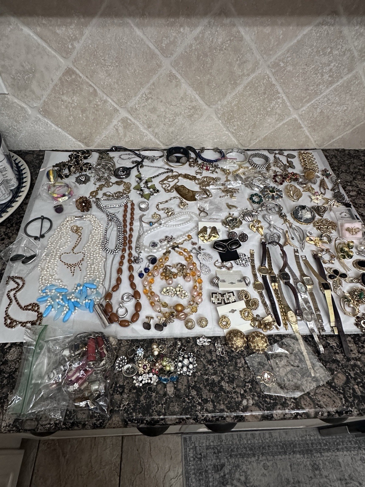 Vintage Jewelry Lot Trifari Cov Napier Avon Seiko Citizens 100+ Pieces Gold 925