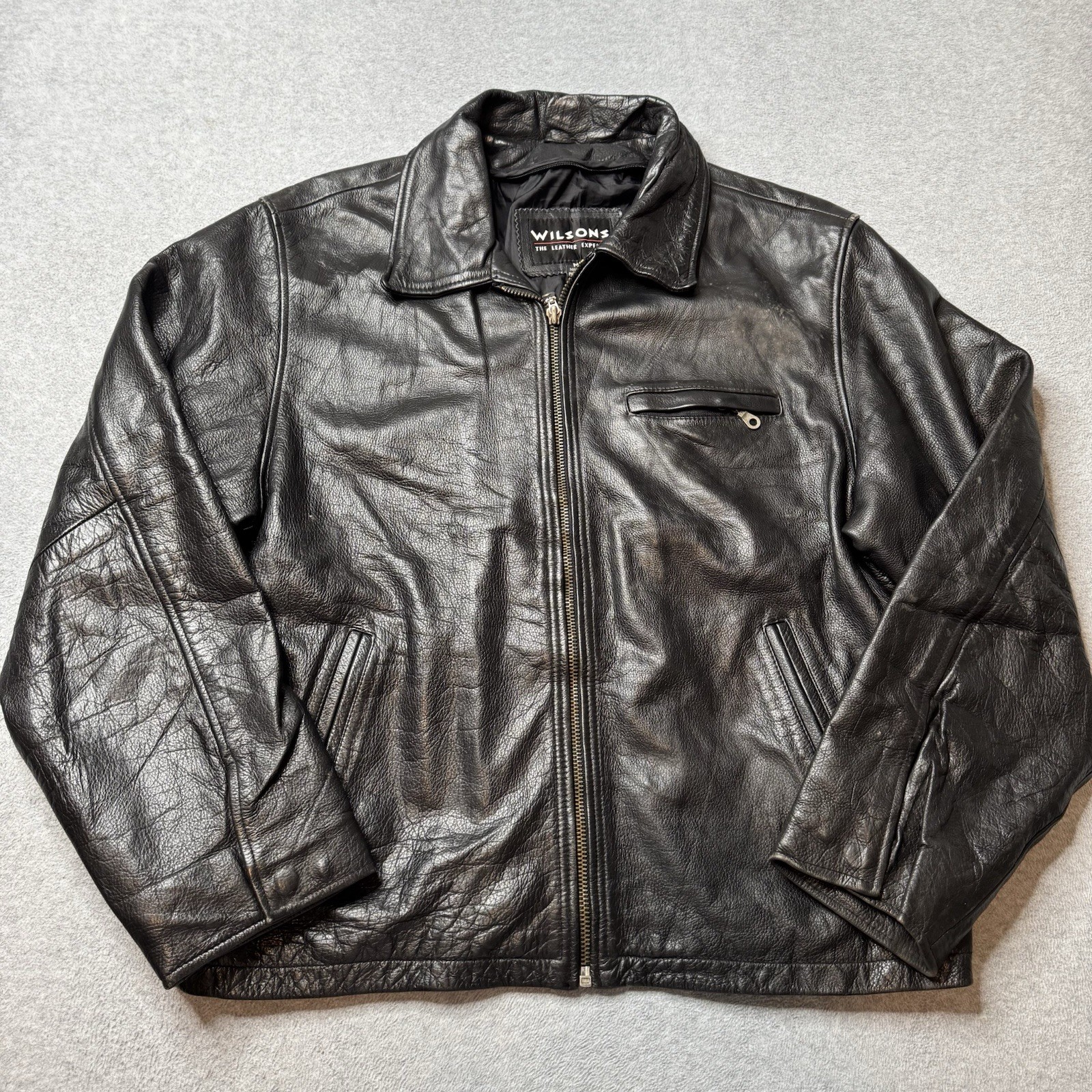 Vintage Wilsons Leather Jacket Mens Medium Black Grunge Outdoors Biker Y2K 00s Vintage Wilsons Leather Jacket Mens Medium Black Grunge Outdoors Biker Y2K 00s
