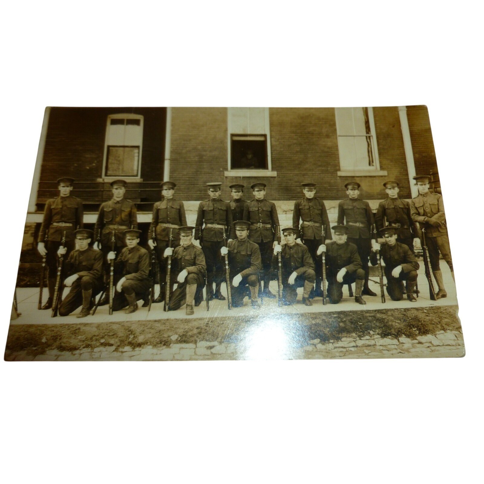 1914-1918 WWI Soldiers Military Uniforms Rifles Claud E Crawford RPPC