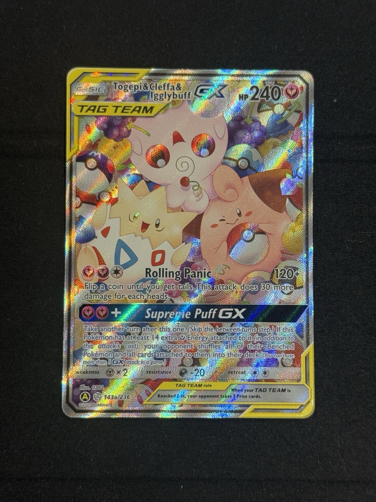 Pokemon TCG Togepi & Cleffa & Igglybuff GX Alternate Art 143a/236 Cosmic Eclipse