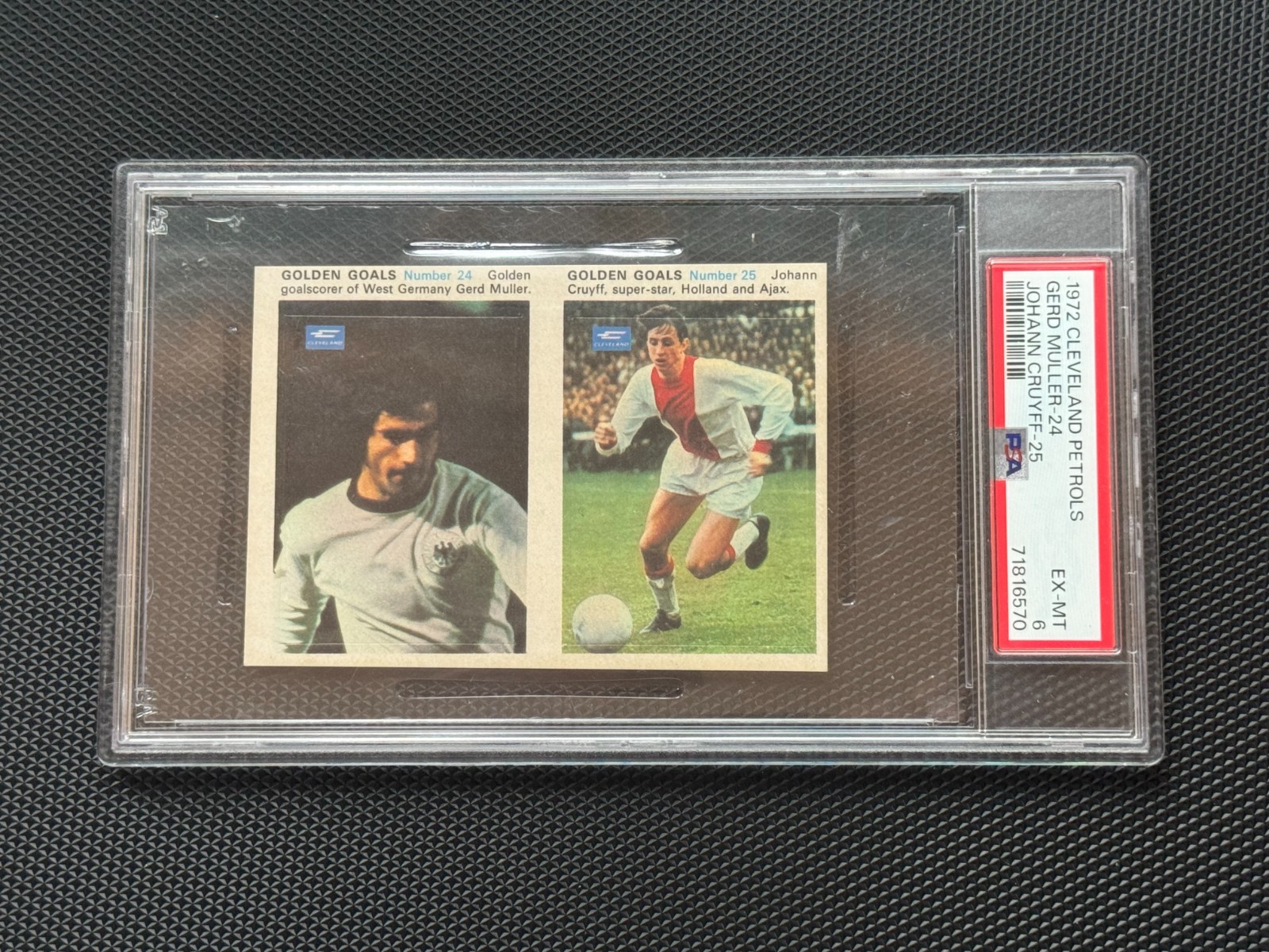 1972 CLEVELAND PETROLS #25 JOHANN CRUYFF #24 GERD MULLER UNCUT PSA 6 1972 CLEVELAND PETROLS #25 JOHANN CRUYFF #24 GERD MULLER UNCUT PSA 6