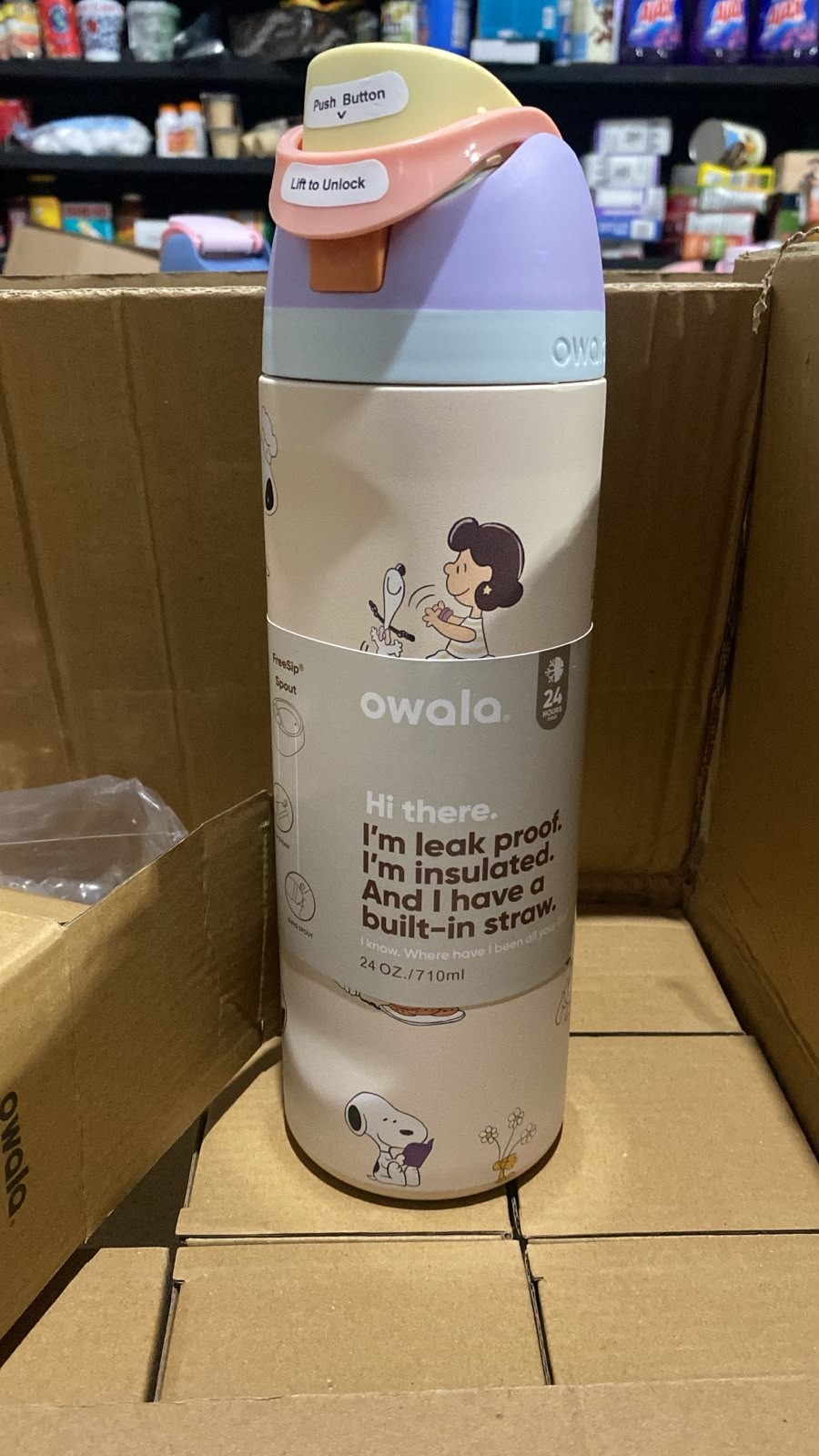 Owala Snoopy FreeSip 24oz Stainless Steel Water Bottle With Box US Stock