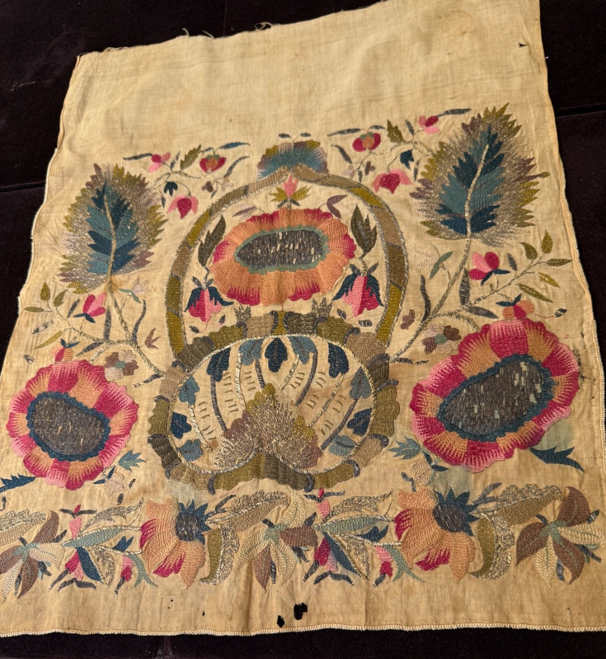 Vintage Antique 19th C Hand Embroidered Suzani Small Panel  B308