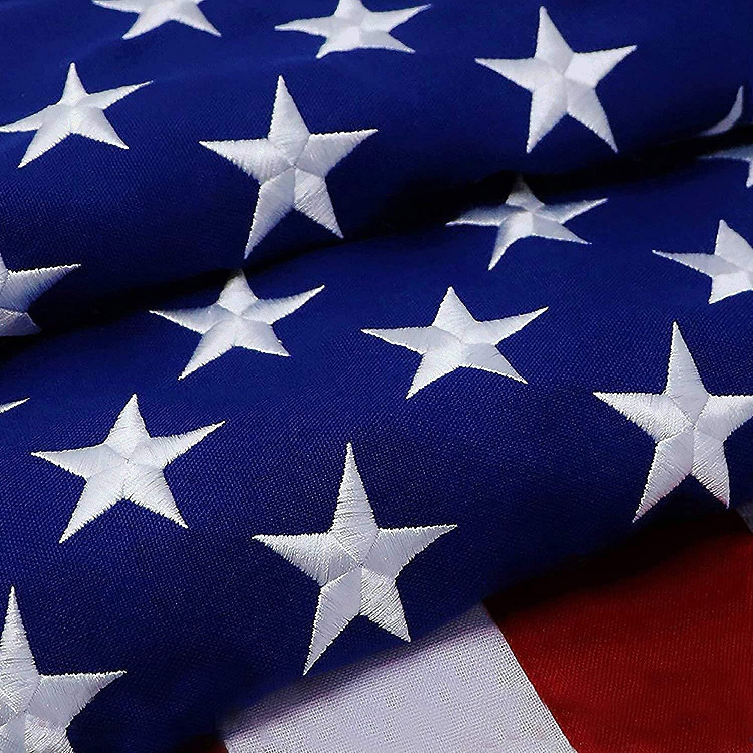 American Flag 8x12 ft Embroidered Storm Flyer, Tough Heavy Duty Spun Polyester
