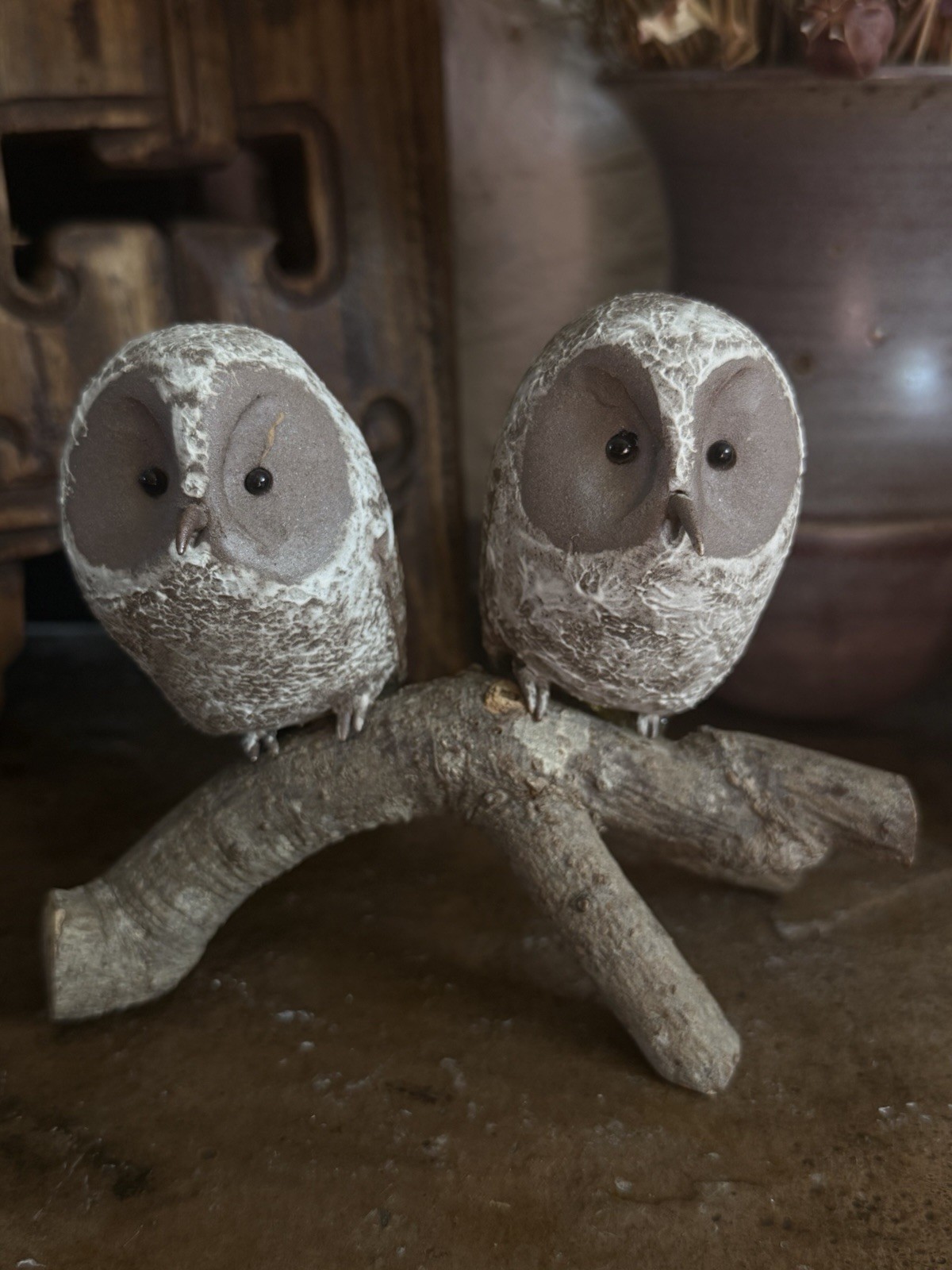 Japanese artist\'s handmade owl porcelain figurine