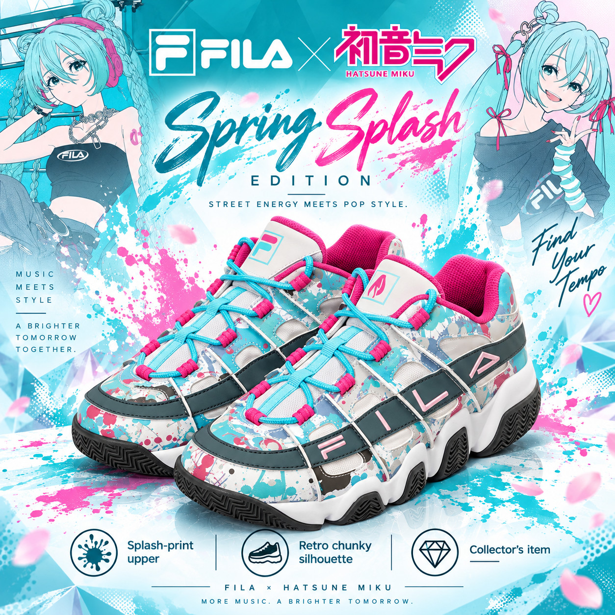 FILA Barricade XT97 x Hatsune Miku Sneakers Nimbus Cloud Aquarius Retro New