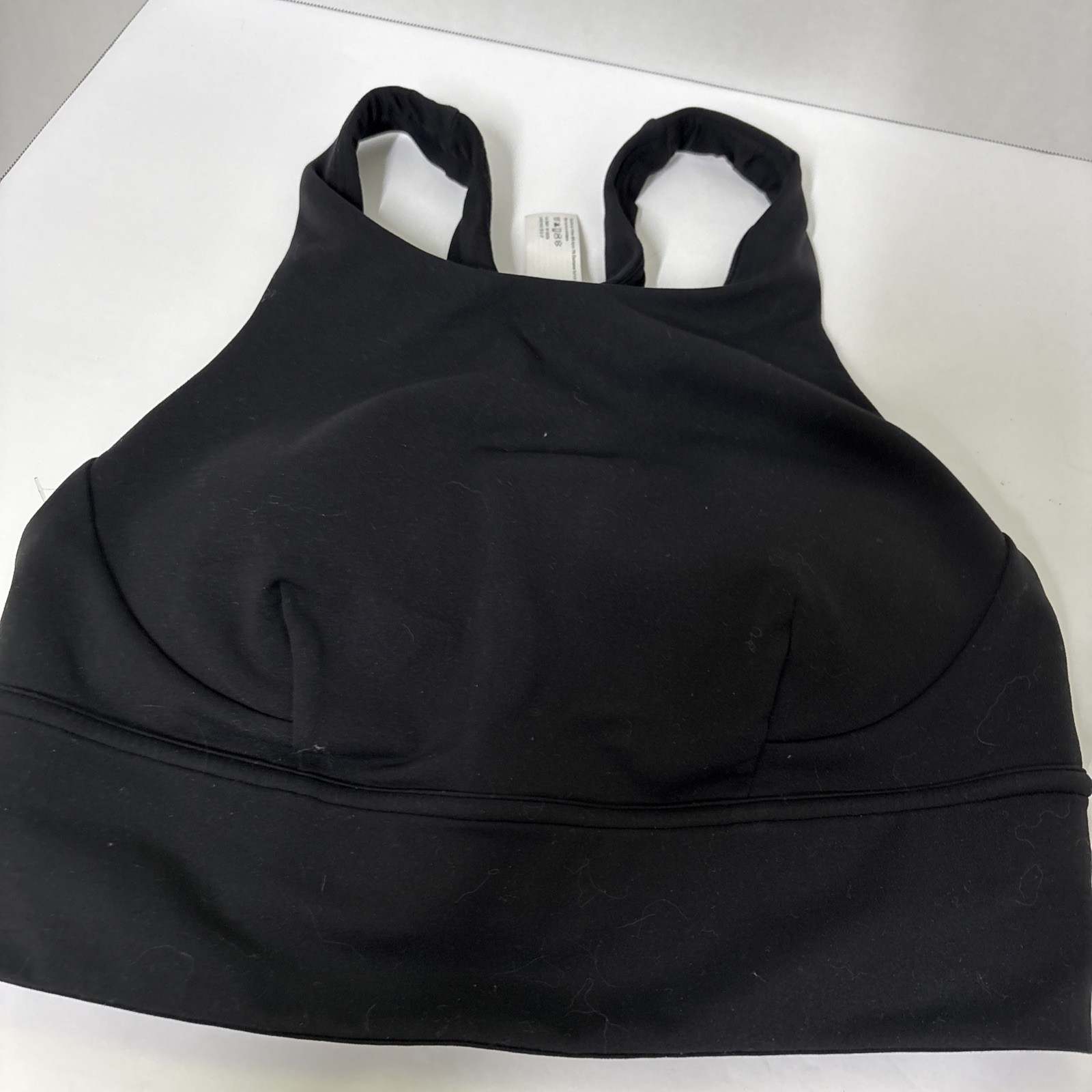 Lululemon Sports Bra Womens 8 Black Wunder Train Long Line Workout Yoga LW2CNSS