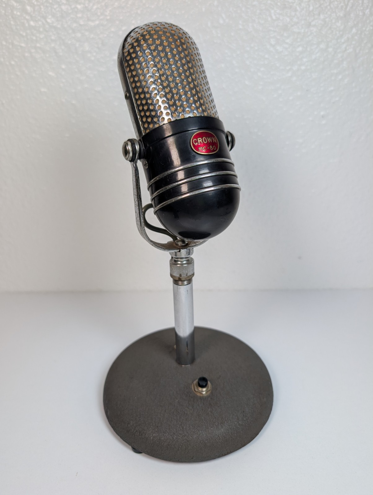 Vtg Crown MC-80 Pill Desk Microphone Pedestal Art Deco Prop Parts Cut Cord
