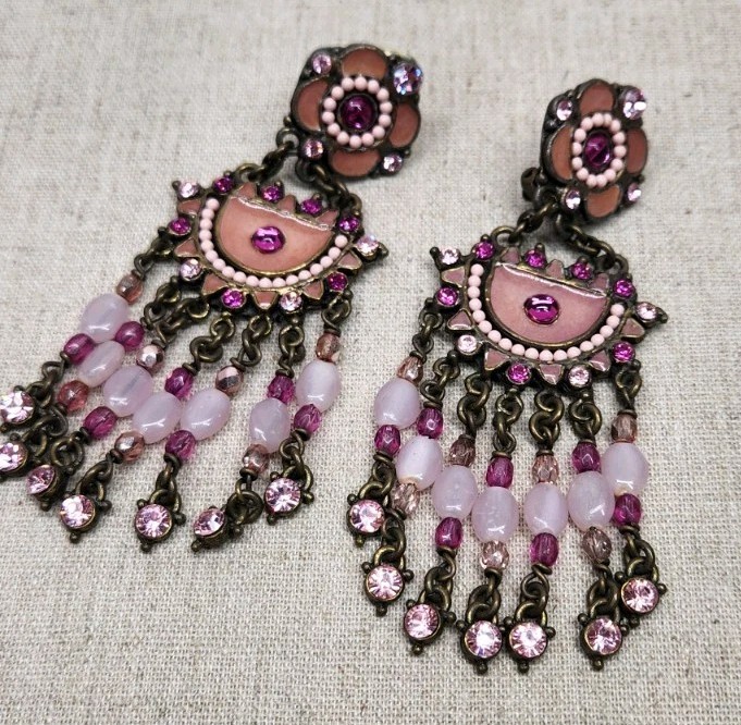 Rare Vintage Frank Herval Paris French Drop Clip On Earrings
