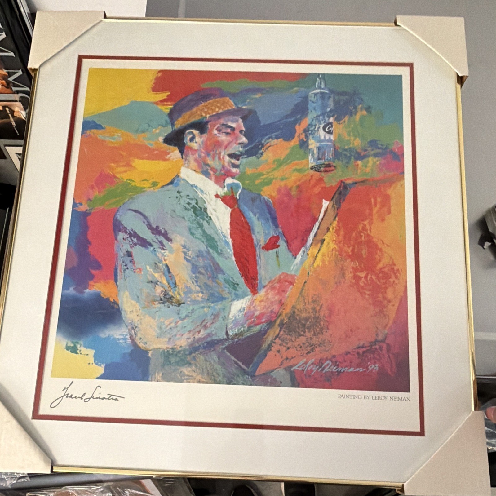 LeRoy Neiman Signed 1993 Matted & Framed Figure Art Print Portrait 25x27