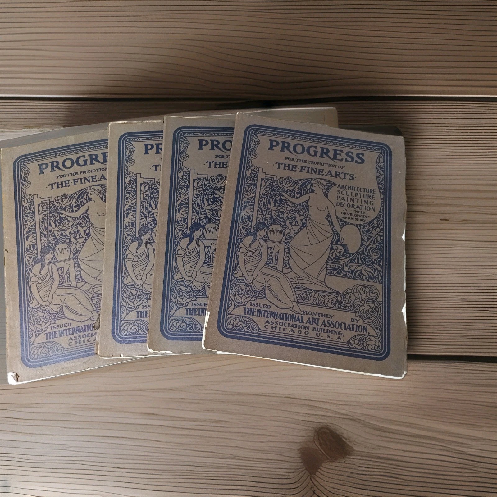 Lot of 4 Antique 1901 Progress Fine Arts Textbooks Chicago International Art...