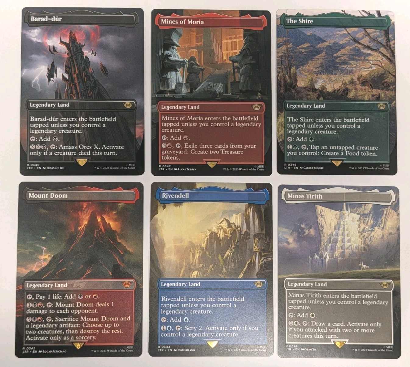 Lord the Rings Legendary Lands BORDERLESS Magic Gathering MTG COMPLETE Set LOTR