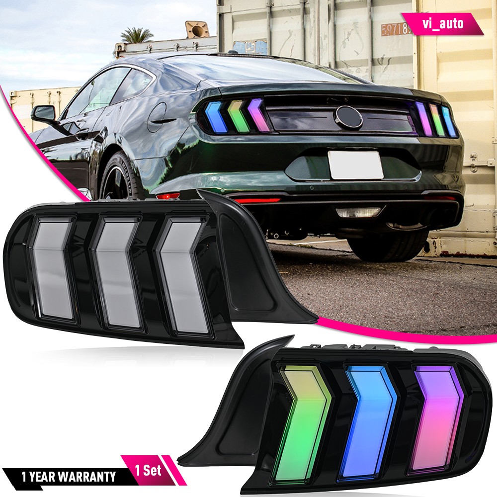 Clear RGB LED Tail Lights For 2015-2023 Ford Mustang Rear Lamps Assembly 1Set Clear RGB LED Tail Lights For 2015-2023 Ford Mustang Rear Lamps Assembly 1Set