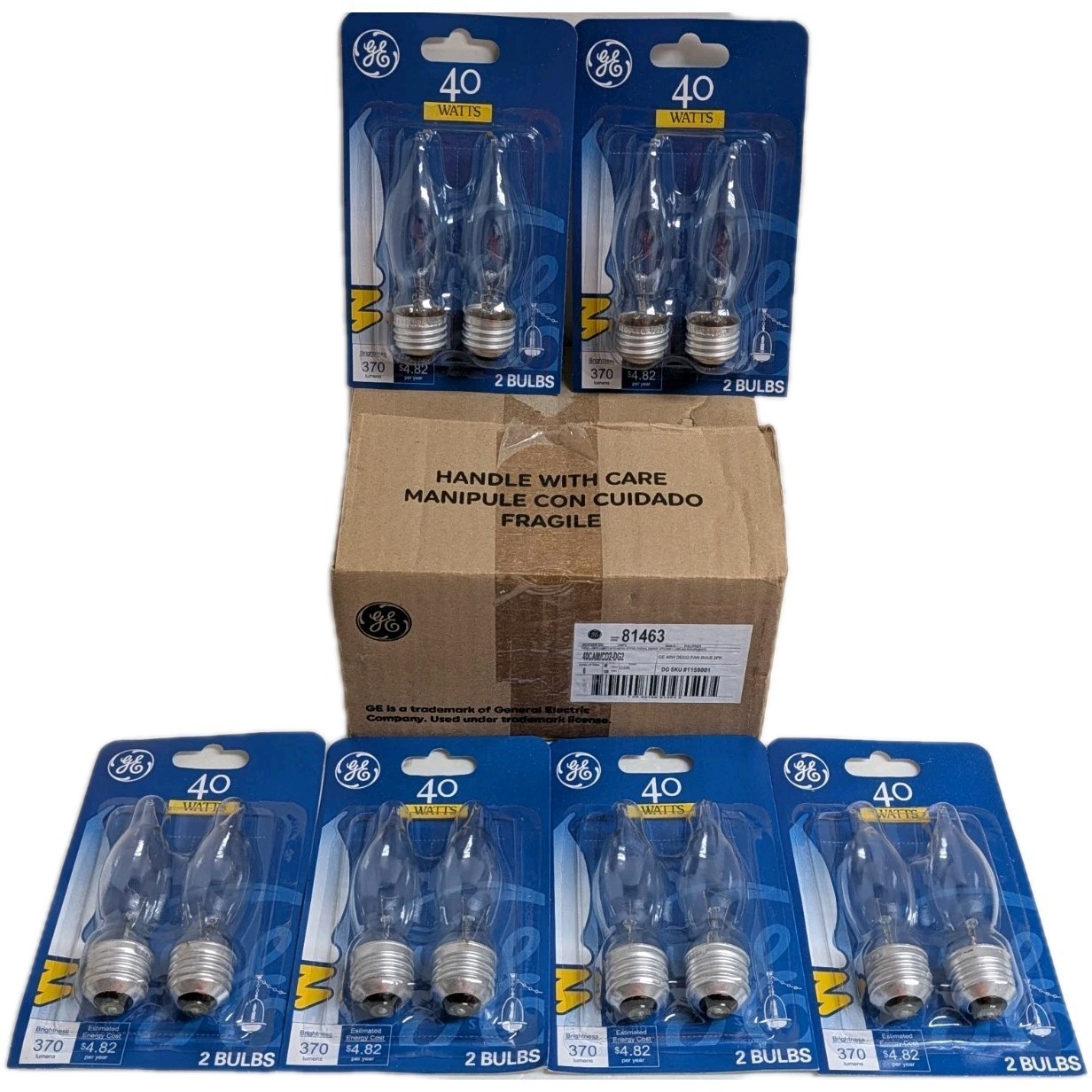 12 GE Light Bulbs 40Watts Bent Tip Crystal Clear Medium Base Decorative 12 GE Light Bulbs 40Watts Bent Tip Crystal Clear Medium Base Decorative
