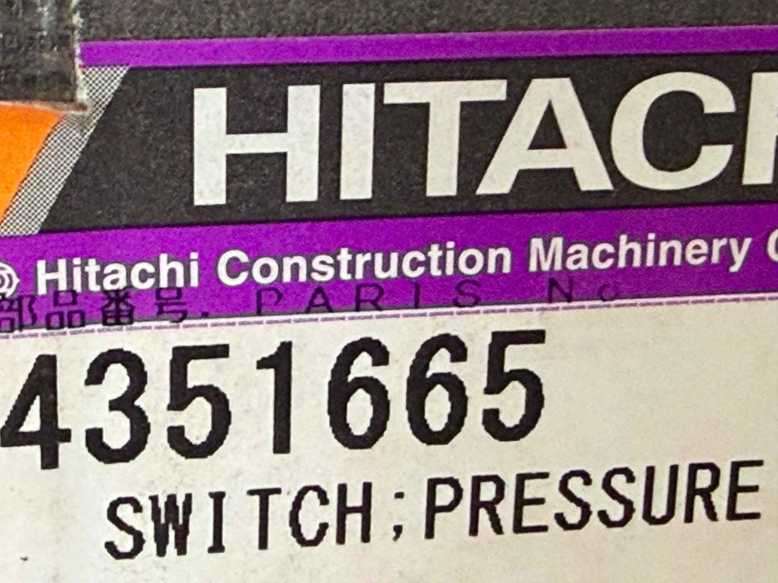 Hitachi Pressure Switch 4351665 for Hitachi Construction Machinery Hitachi Pressure Switch 4351665 for Hitachi Construction Machinery