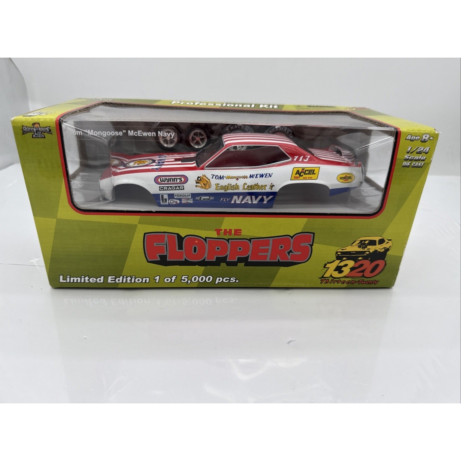 XRARE 1:24 Tom “MONGOOSE” McEwen NAVY 1320 FLOPPERS NHRA Funny Car Kit 1 of 5000 XRARE 1:24 Tom “MONGOOSE” McEwen NAVY 1320 FLOPPERS NHRA Funny Car Kit 1 of 5000