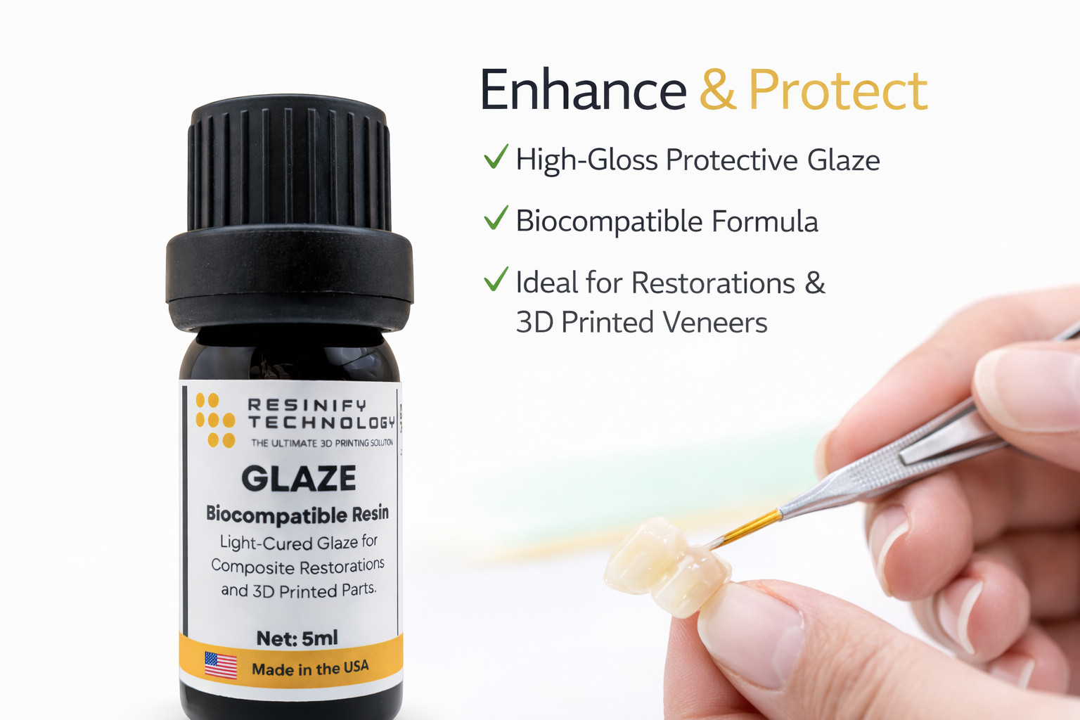 Resinify Dental Glaze Resin – High-Gloss 405nm UV Cure 5ml & 15ml