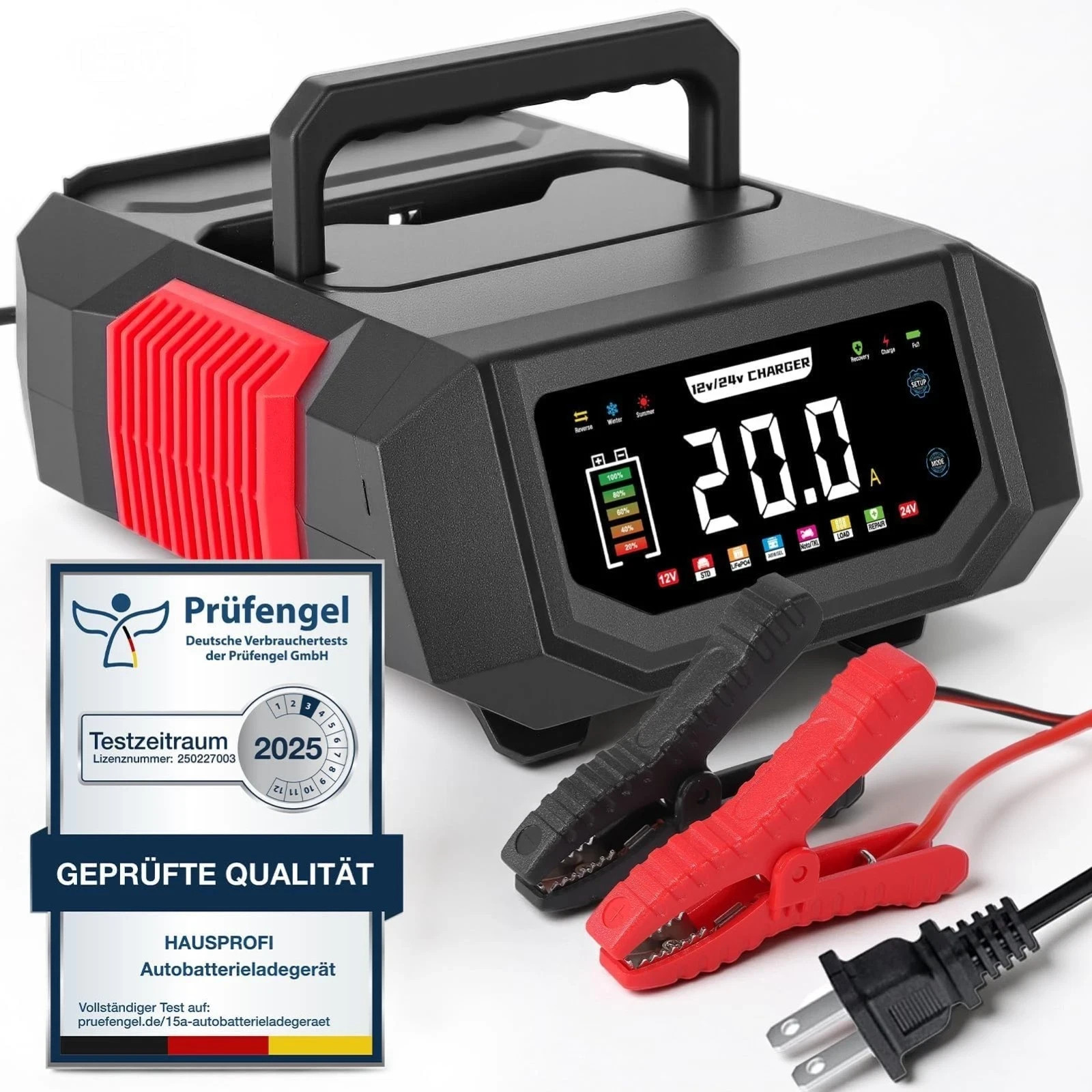 20A Smart Car Battery Charger 12V/24V Auto Battery Maintainer for AGM LiFePO4
