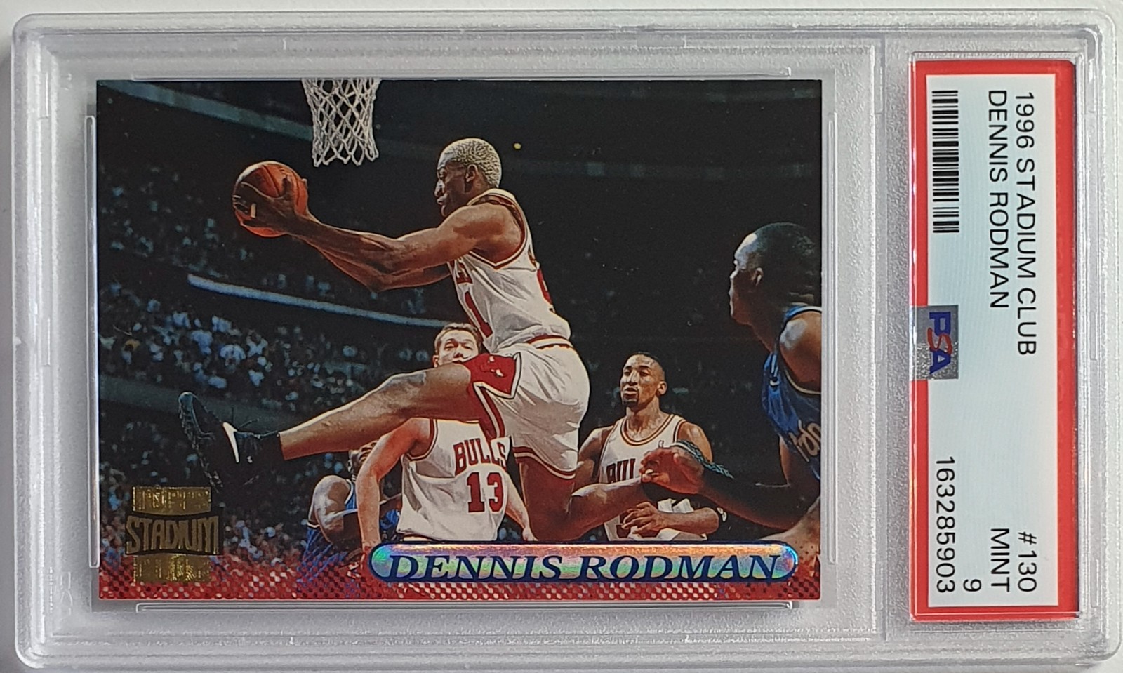 1996 Topps Stadium Club Dennis Rodman #130 - PSA 9 (POP 9)