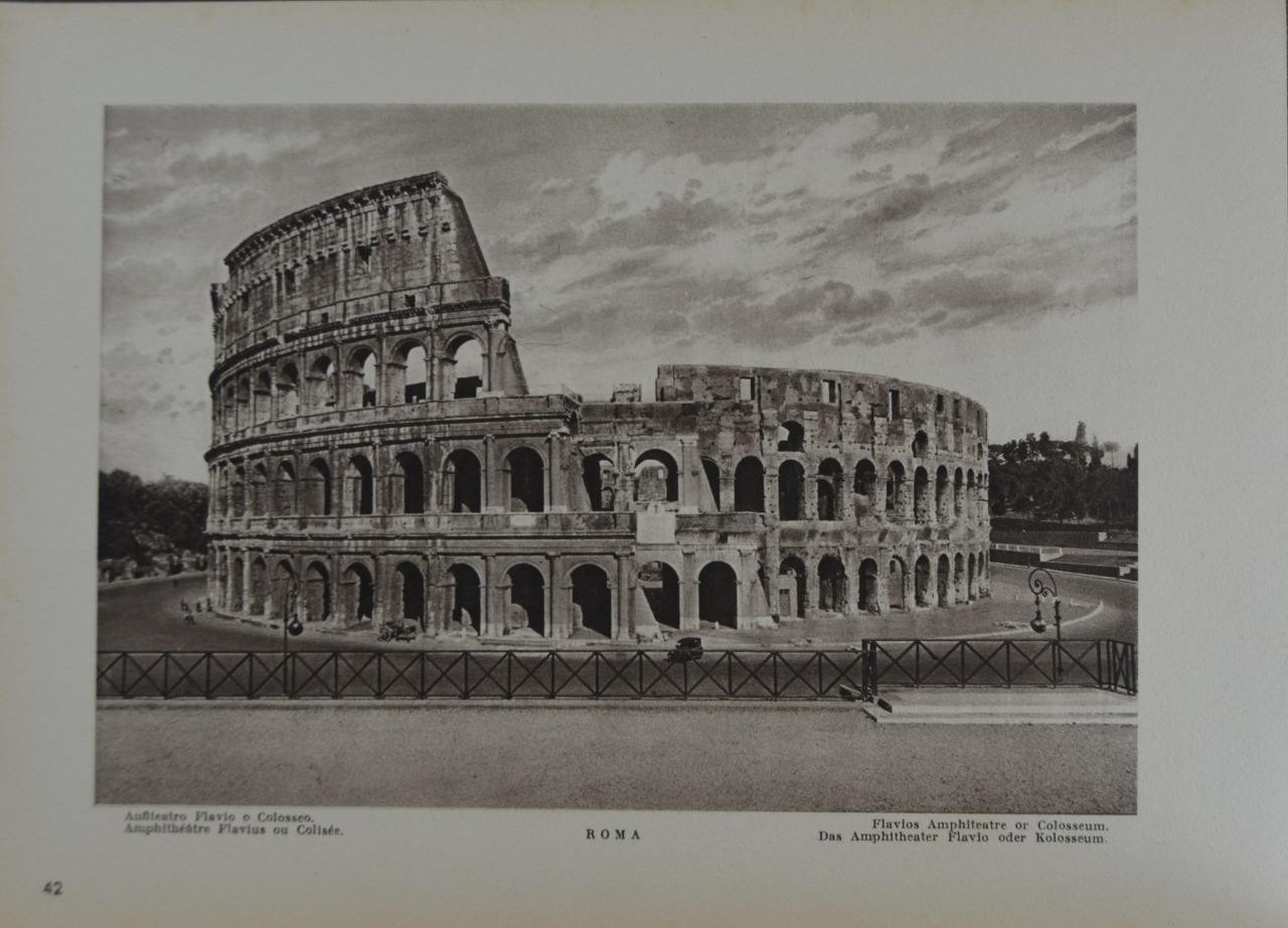 Antique Ancient Rome Exterior of Colosseum Wall Art Print 1920 Original History