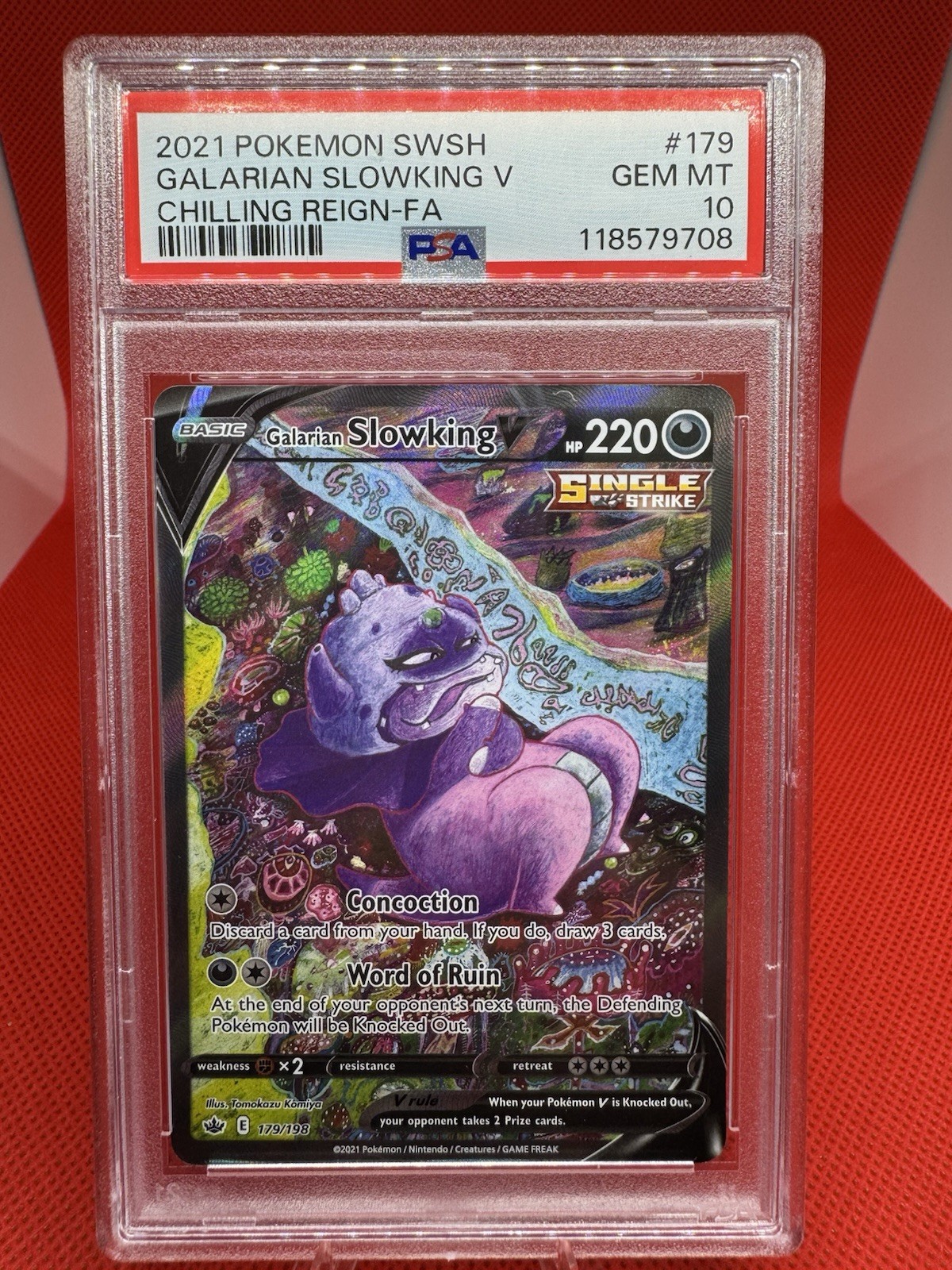 2021 Pokemon SWSH Chilling Reign-Galarian Slowking V #179- PSA GEM MINT 10