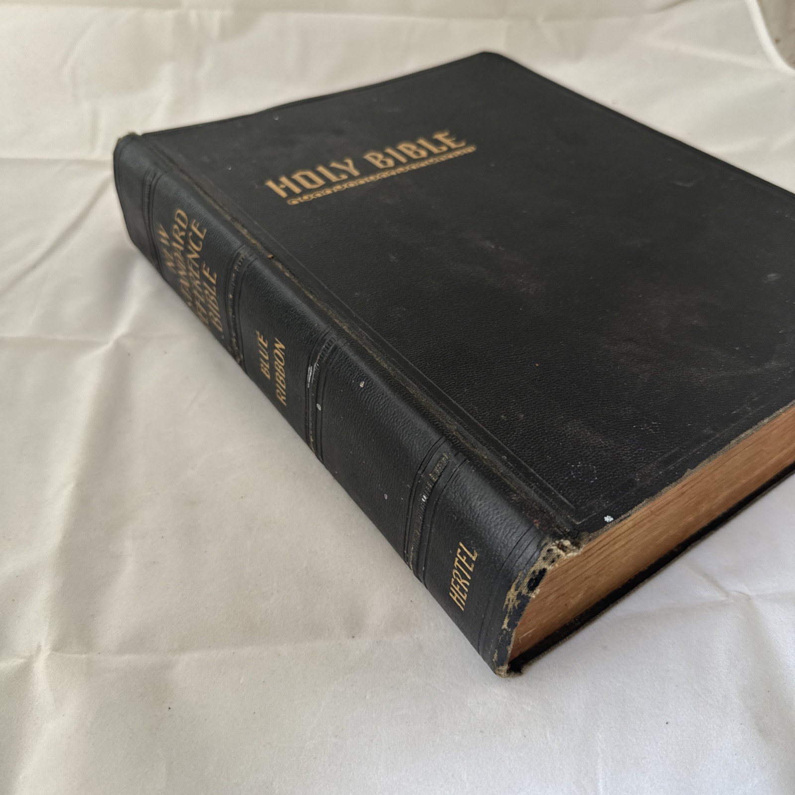 Vintage 1951 Blue Ribbon New Standard Reference Bible Hertel Red Letter Edition