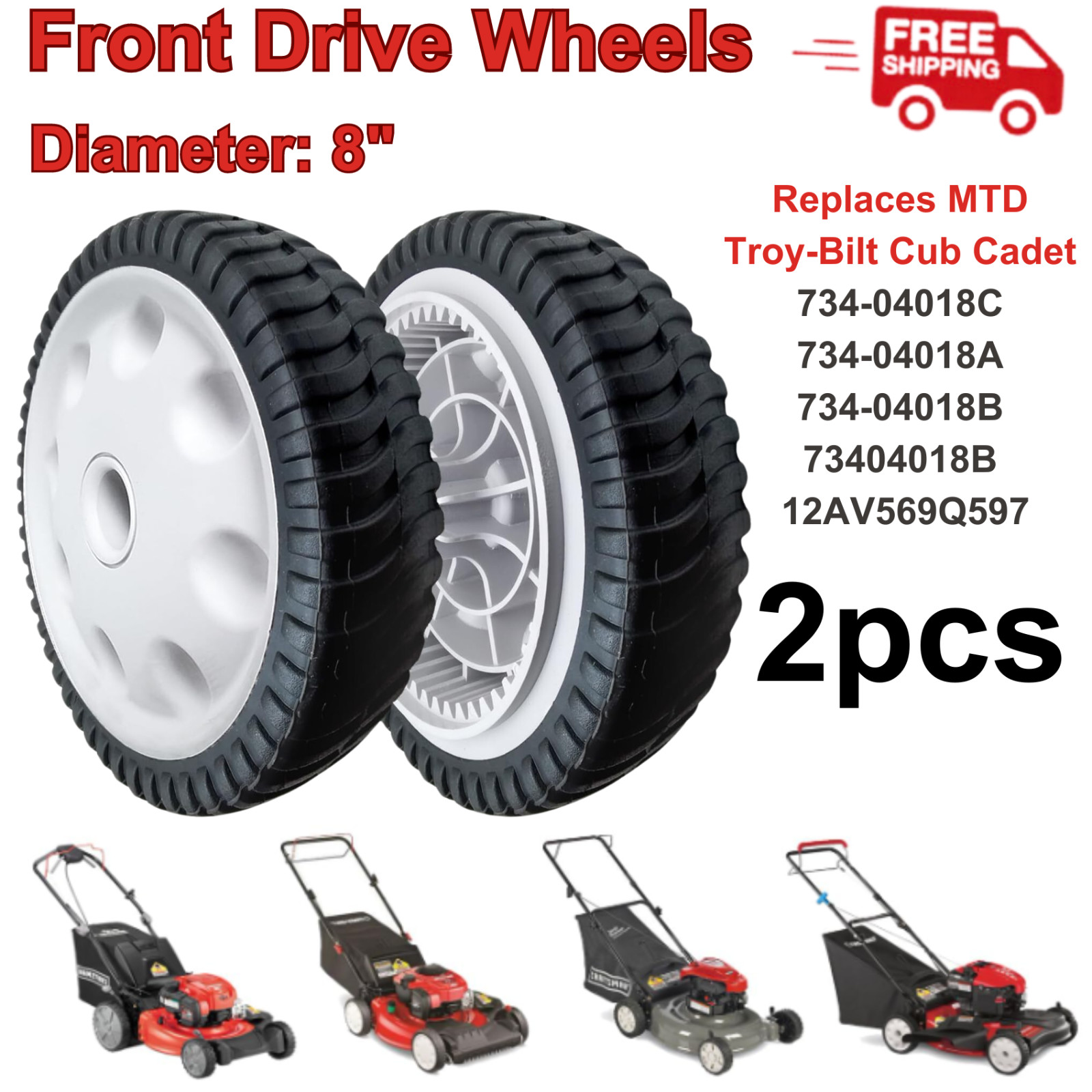 Front Drive Wheels MTD Troy-Bilt Self Propelled Mowers 734-04018C 734-04018B