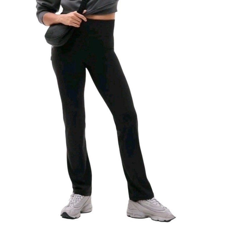 Athleta Elation Straight Leg Pant Womens Medium Black Yoga Activewear Pants