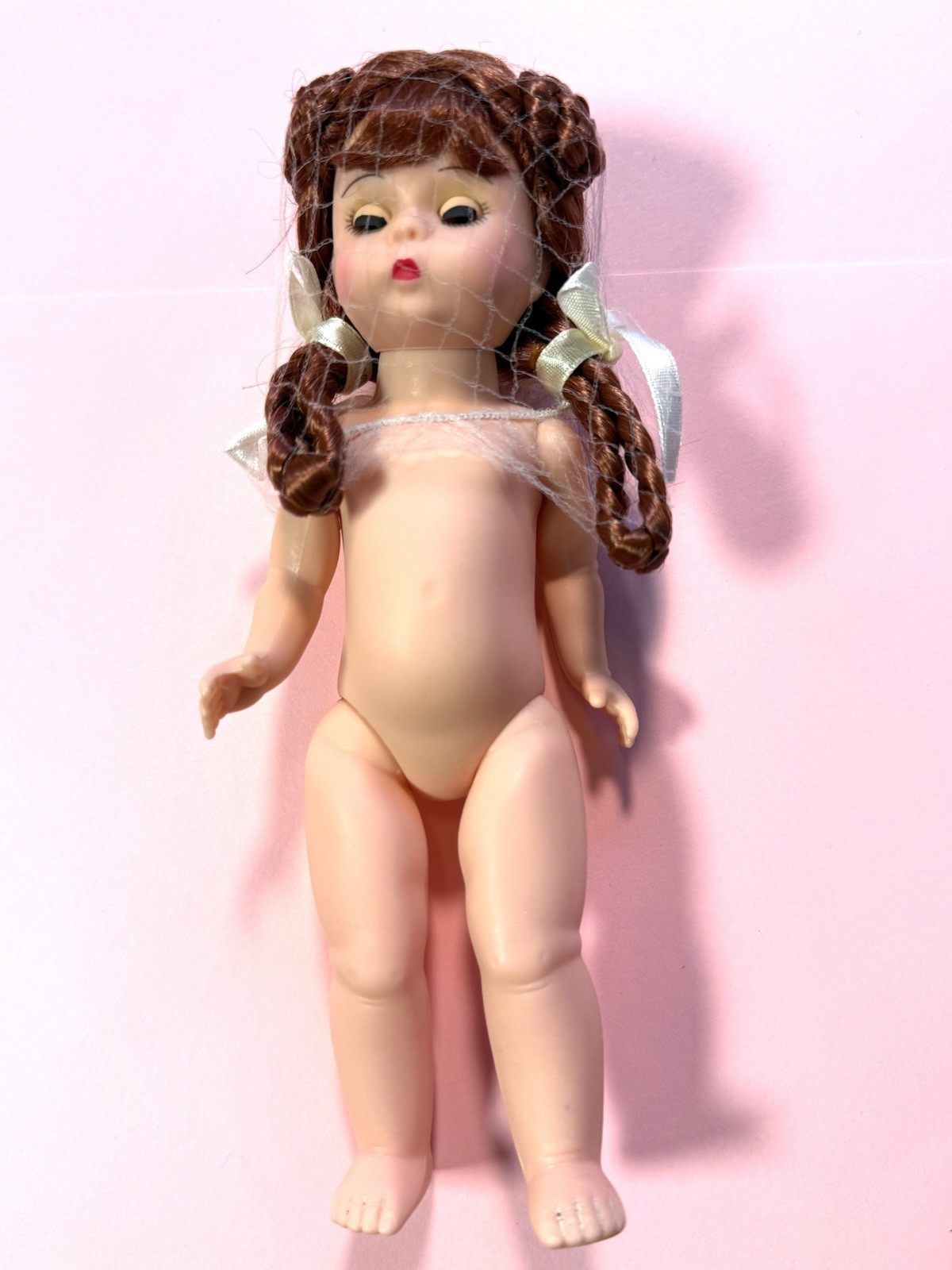 Vintage Madame Alexander 8” Redhead Doll Braids Hairnet Nude Dress Me