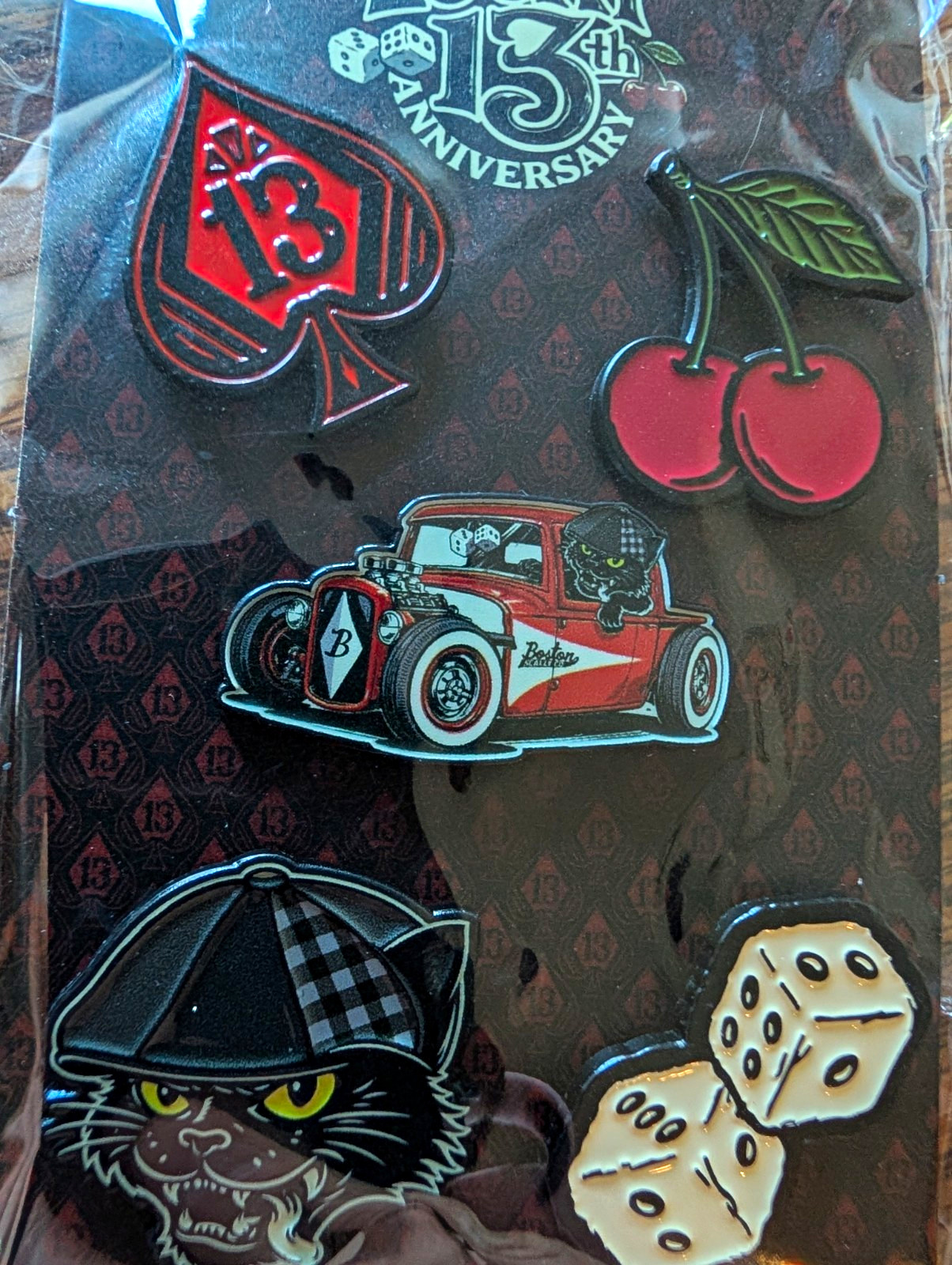 Lucky 13 Boston Scally Co 13th Anniversary Collectible Pinback Set Rare Sold Out
