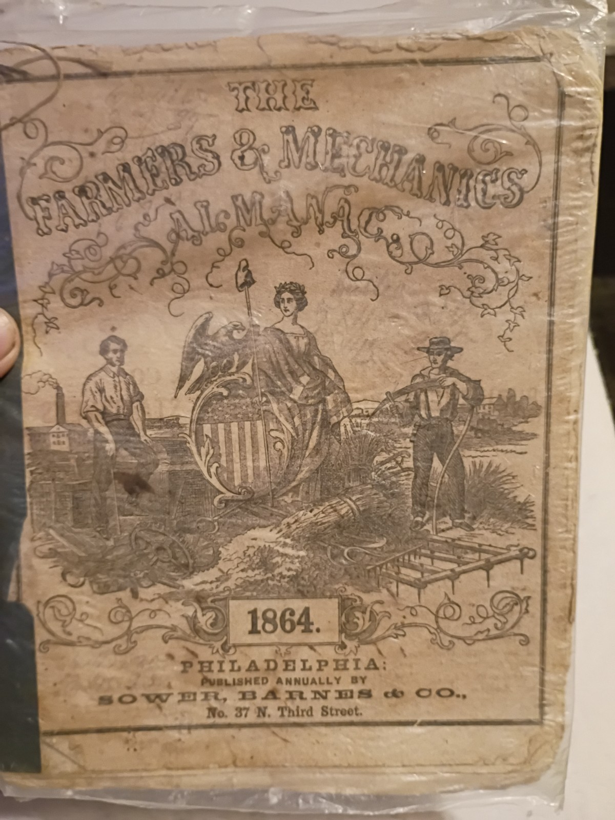 Antique 1864 Farmers & Mechanics Almanac Philadelphia Civil War Era Complete