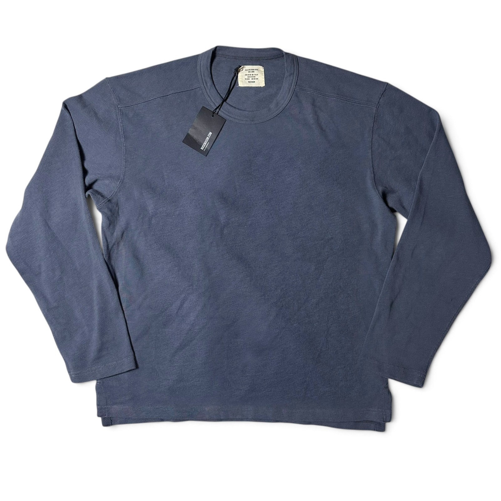 Buck Mason Field-Spec Rugby Crew Sweatshirt Mens Size L Dusty Blue Cotton NWT