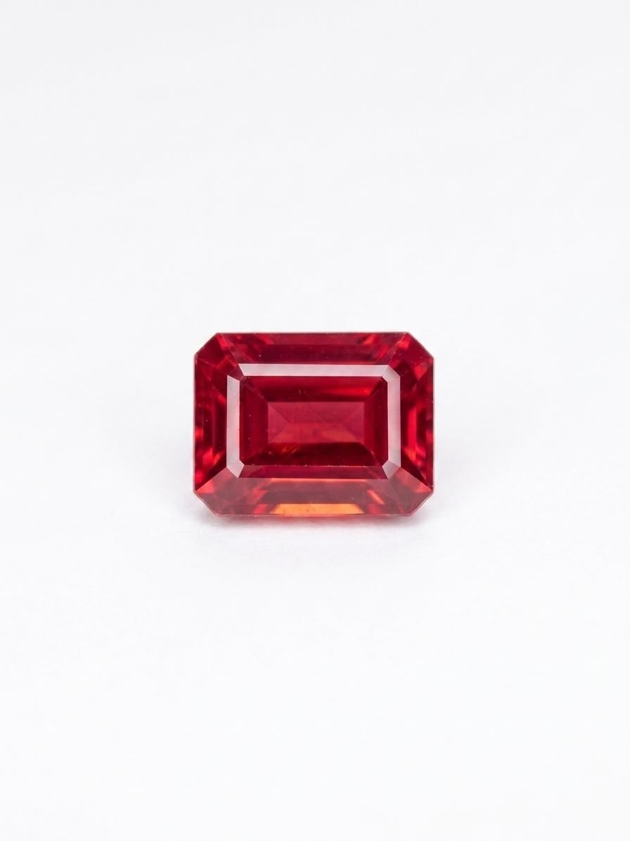 Emerald Shape Natural Red Hessonite Garnet 6Ct Loose Gemstone