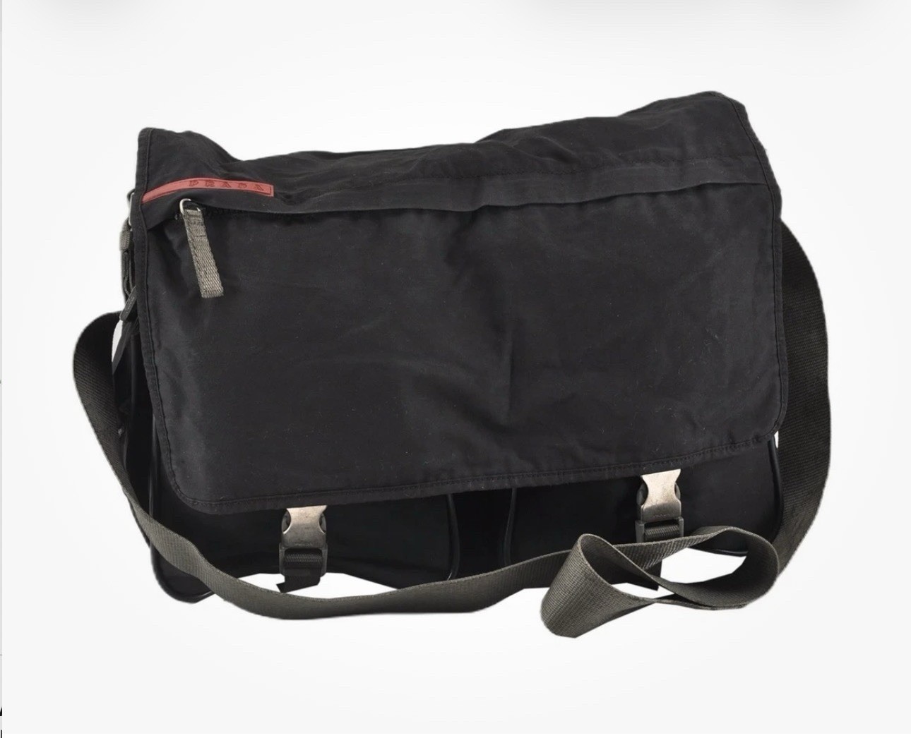Prada Linea Rossa Messenger Bag Black 4VS110 Authentic w/ Card –