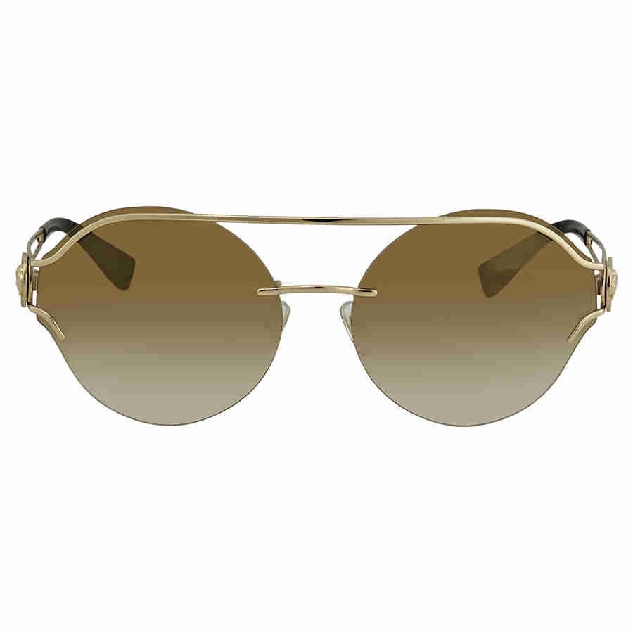 Versace Brown Gradient Mirror Gold Round Ladies Sunglasses VE2184 12526U 61