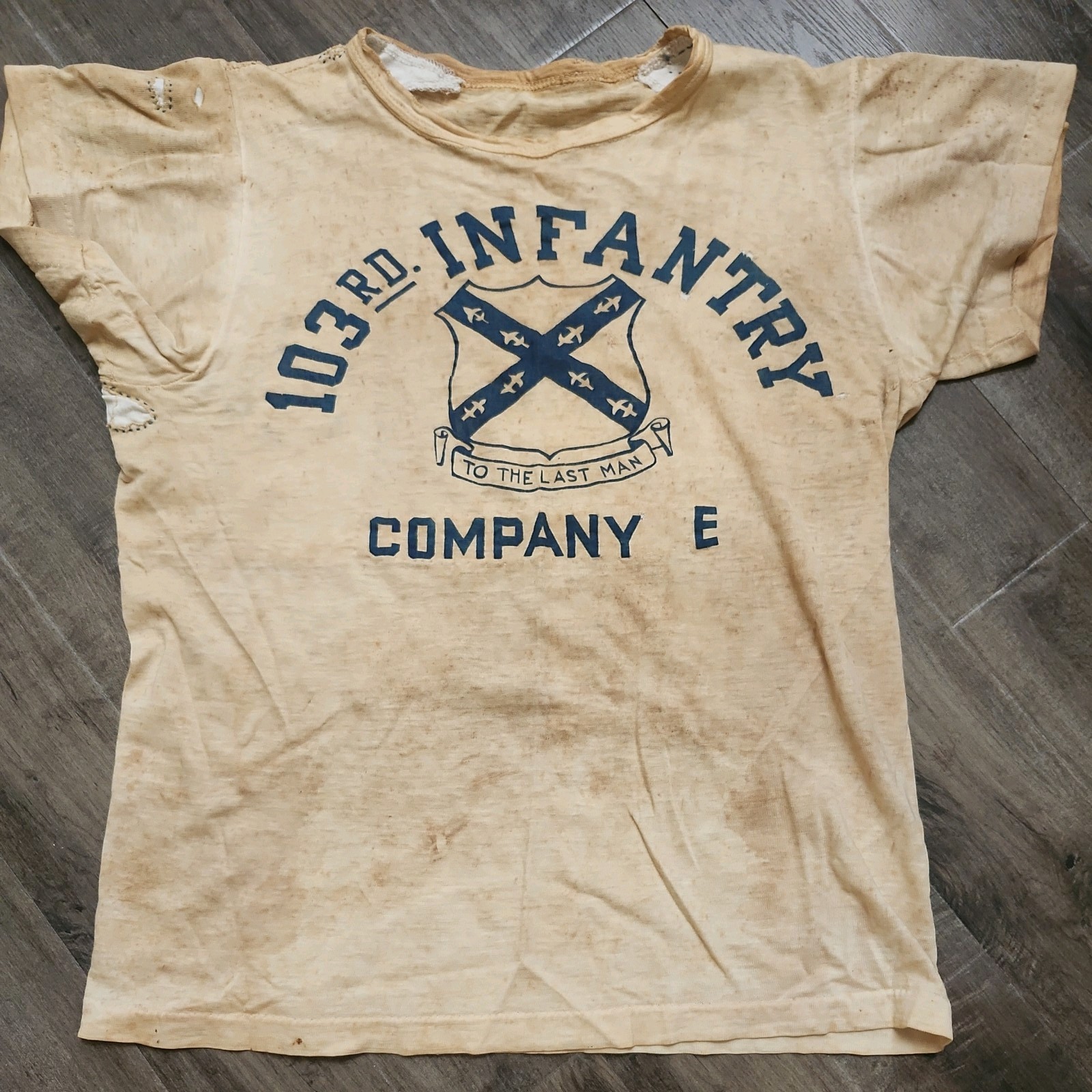Vintage Military T-Shirt  Infantry repaired RARE Company E
