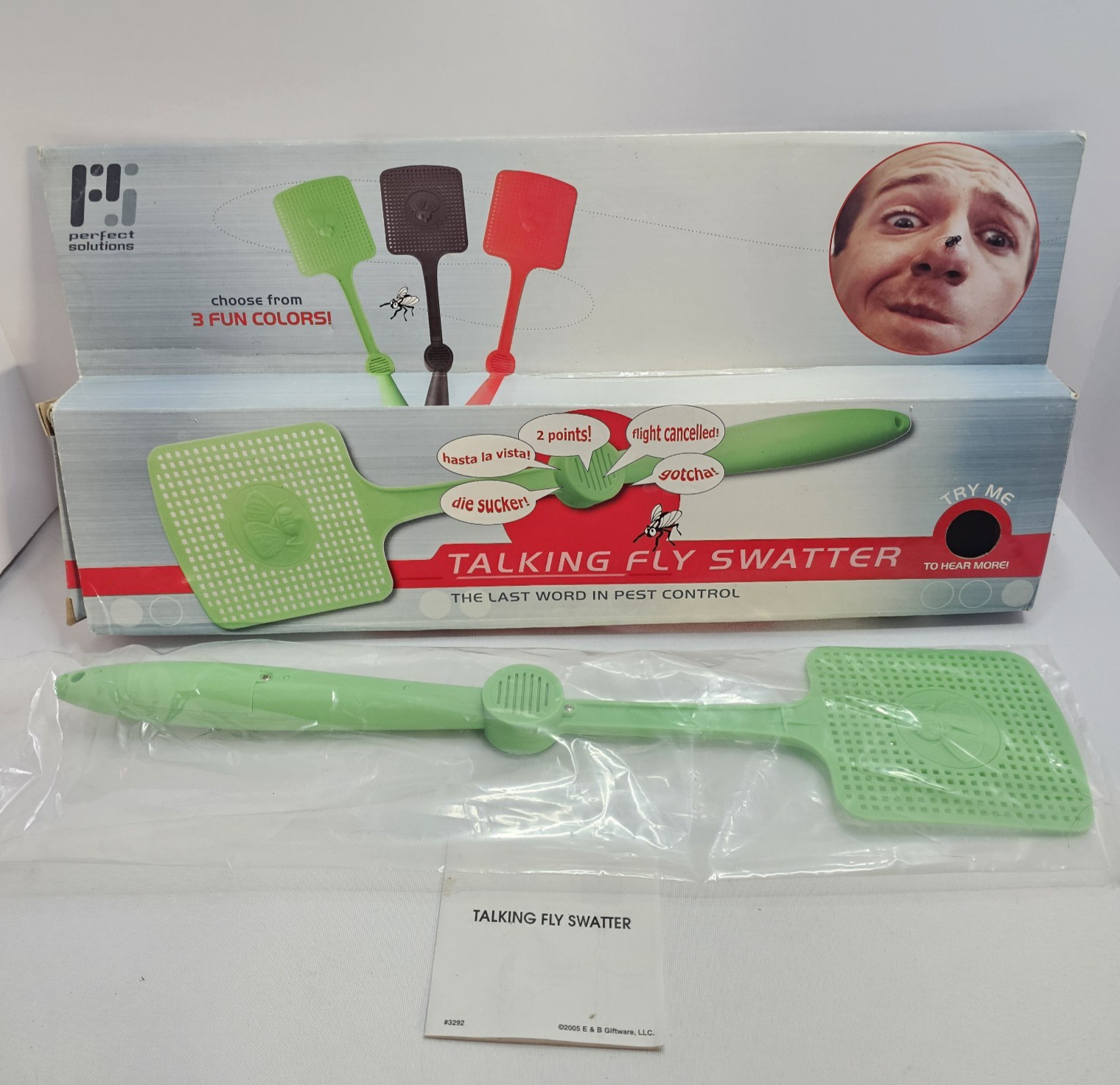Talking Fly Swatter with Funny Sound Effects Green Fun Gift Idea Hasta La Vista Talking Fly Swatter with Funny Sound Effects Green Fun Gift Idea Hasta La Vista