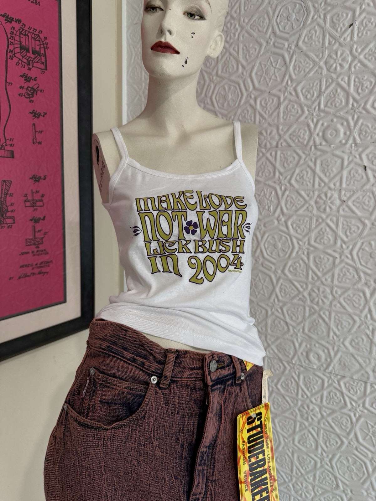 vintage Y2K Era Make Love Not War Political Tank Top 2000s American Apparel S vintage Y2K Era Make Love Not War Political Tank Top 2000s American Apparel S