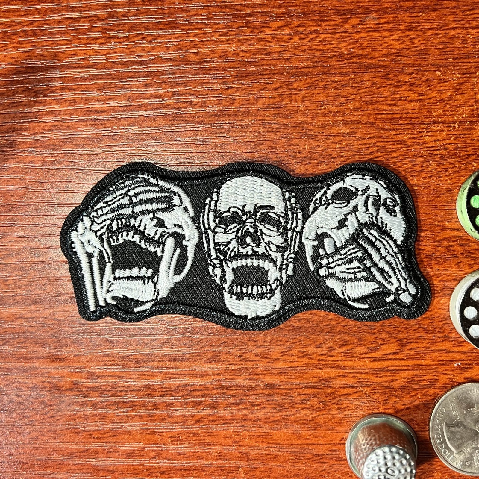See No Evil, Hear No Evil, Speak No Evil Embroidered Iron On Patch 3.75x1.75\
